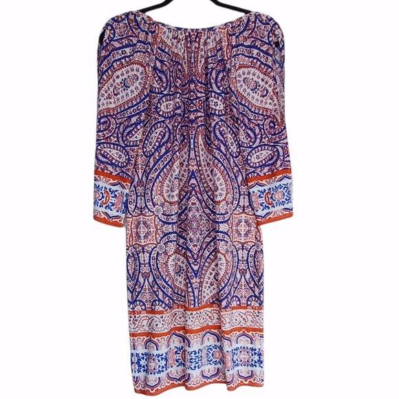 Maggy London Colorful Cold Shoulder Dress Size 6 - Picture 3 of 5